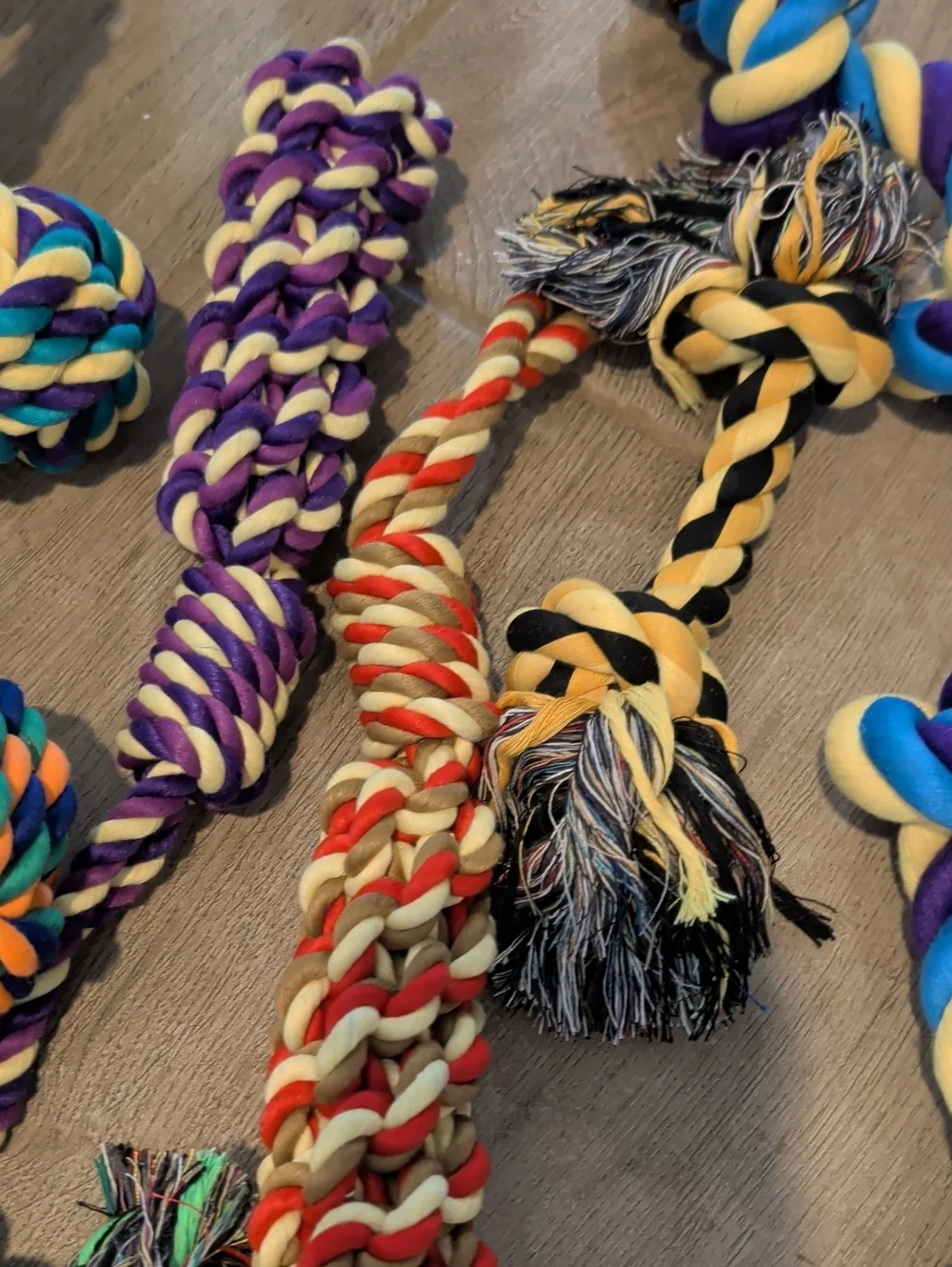 Colorful Braided Dog Rope Toy Set Of 7